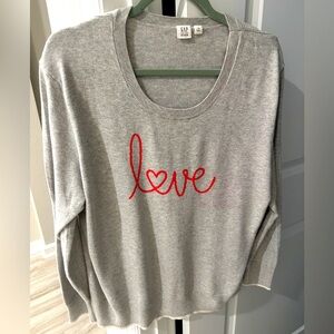 GAP Light Gray Love Pullover Crew Neck Sweater Size XL